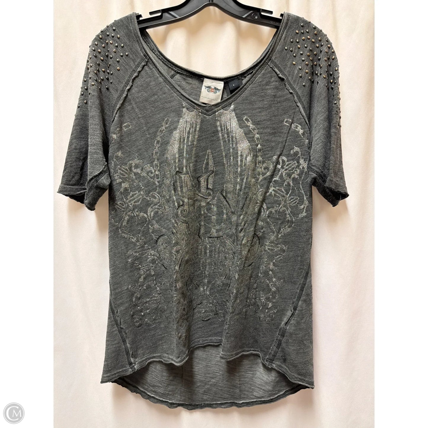 Top Short Sleeve By Harley Davidson In Grey, Size: L