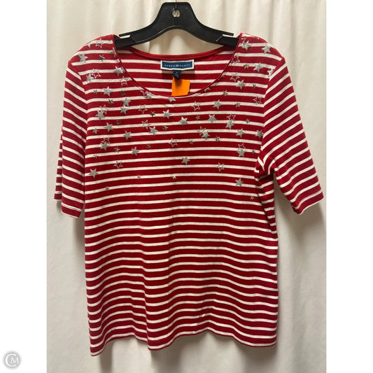 Top Short Sleeve By Karen Scott In Red & White, Size: L