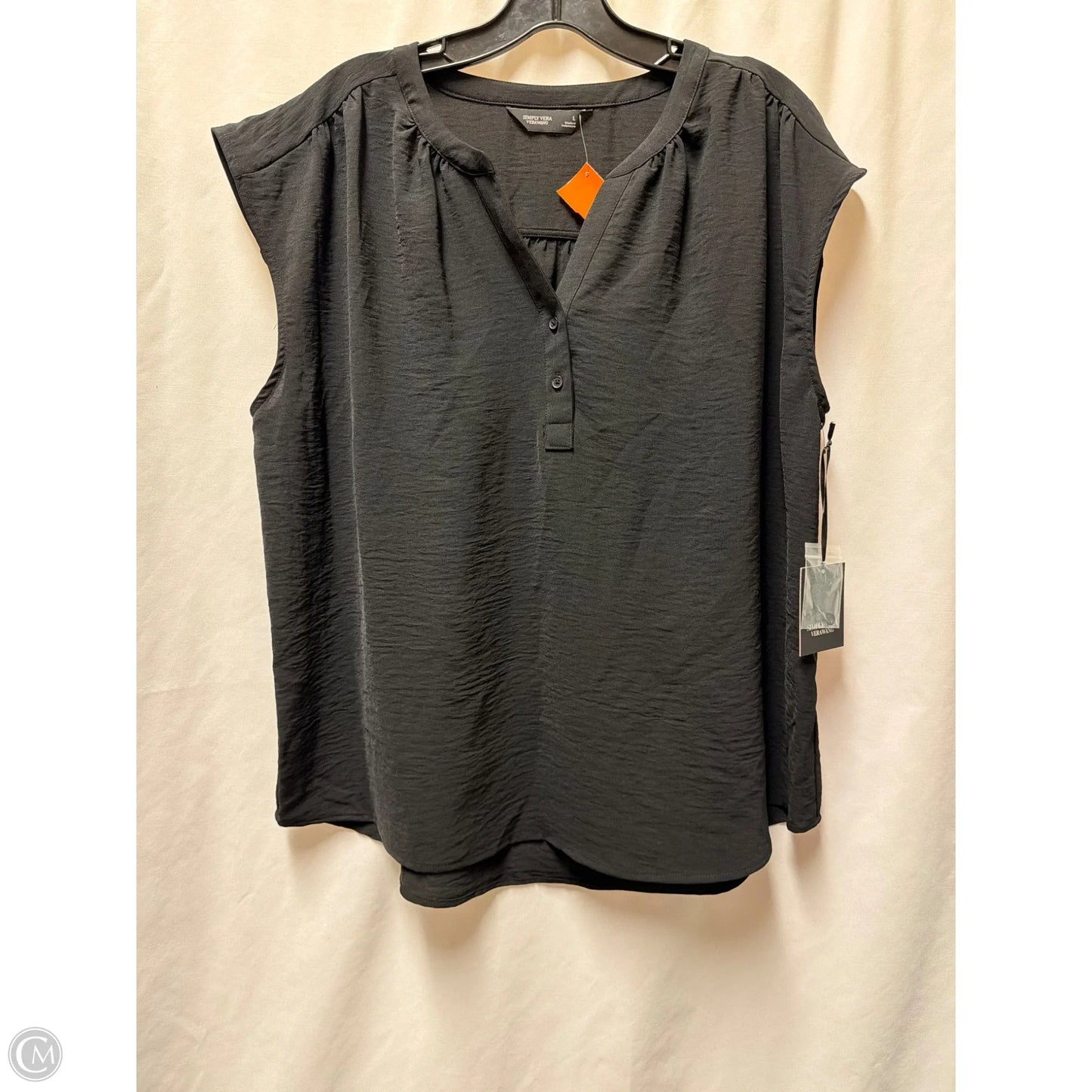 Top Sleeveless By Simply Vera In Black, Size: L