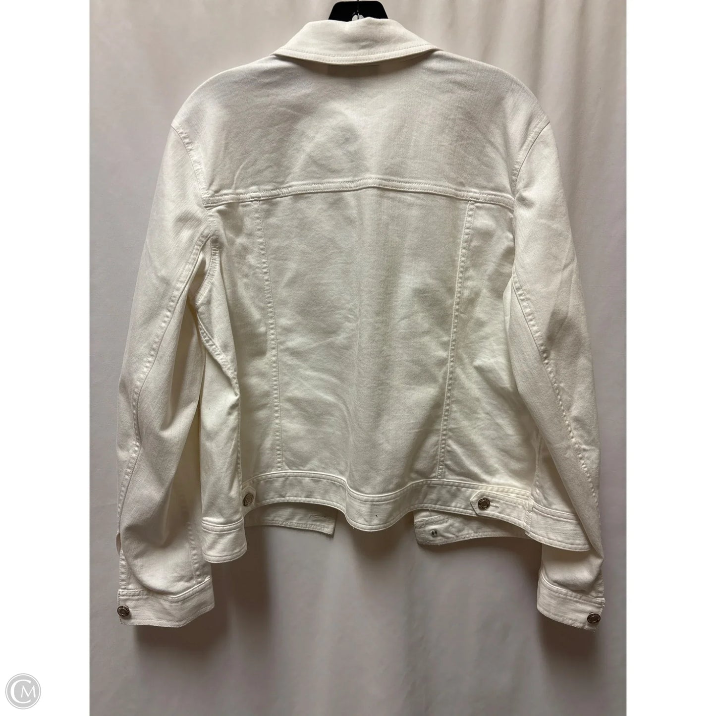 Jacket Denim By Talbots In White Denim, Size: Xl
