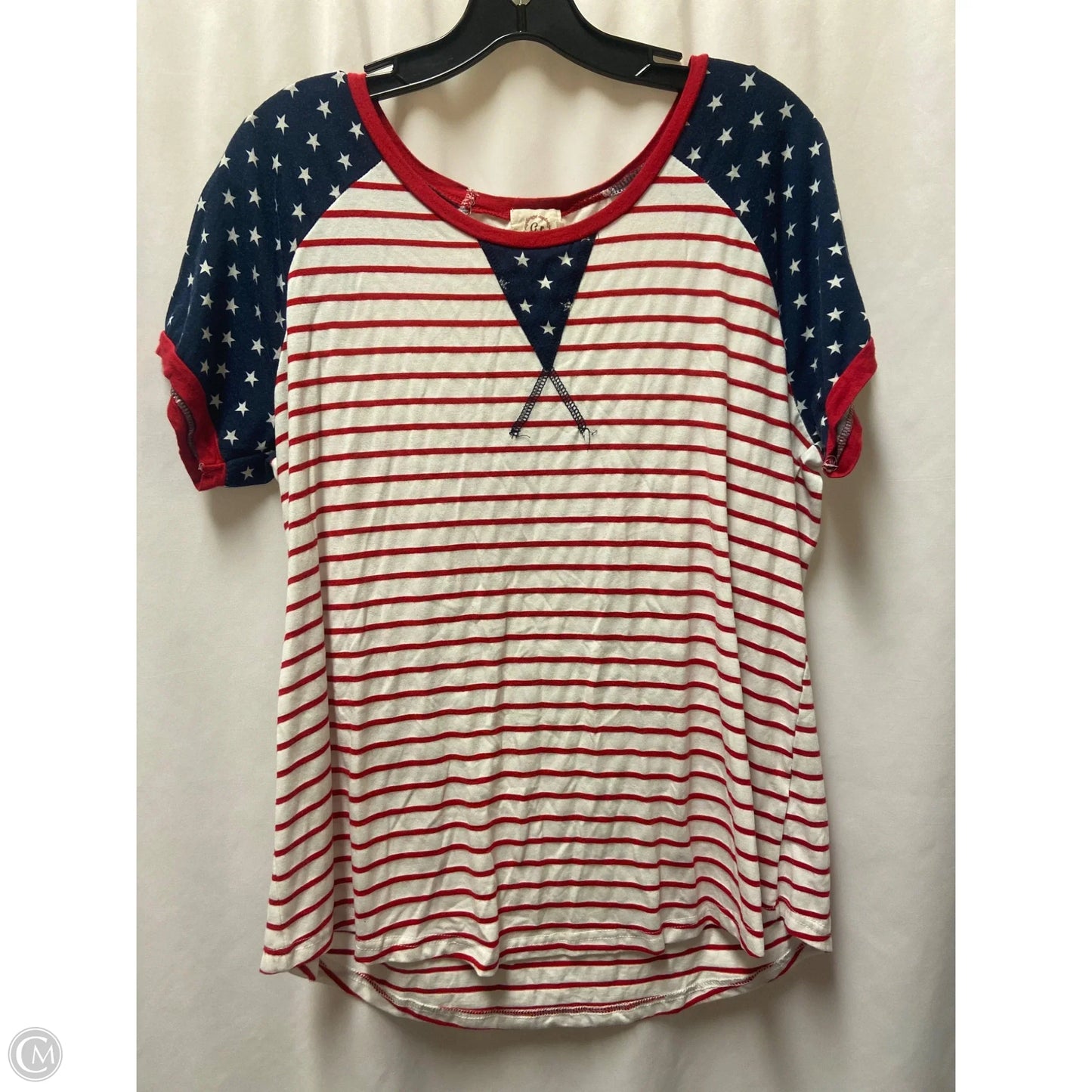 Top Short Sleeve By Clothes Mentor In Blue & Red & White, Size: L