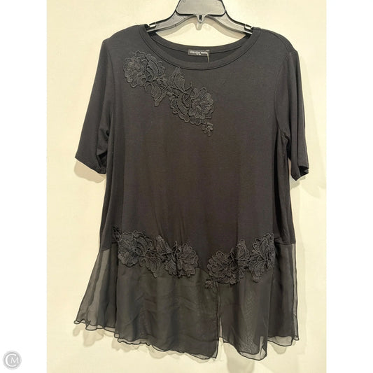 Top Short Sleeve By Cha Cha Vente In Black, Size: L