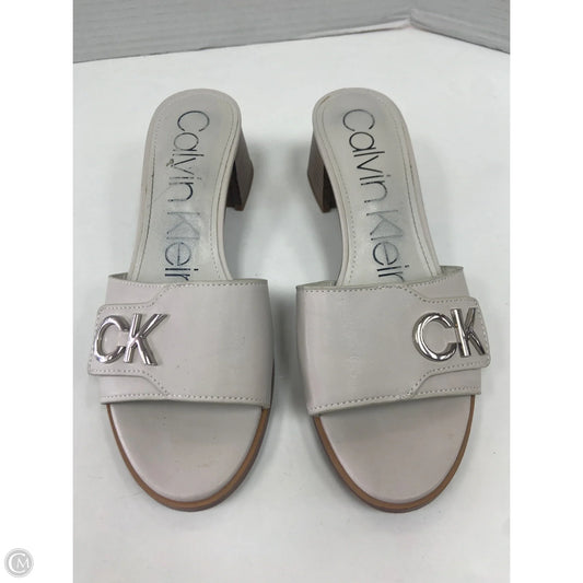 Sandals Heels Block By Calvin Klein In Grey, Size: 7