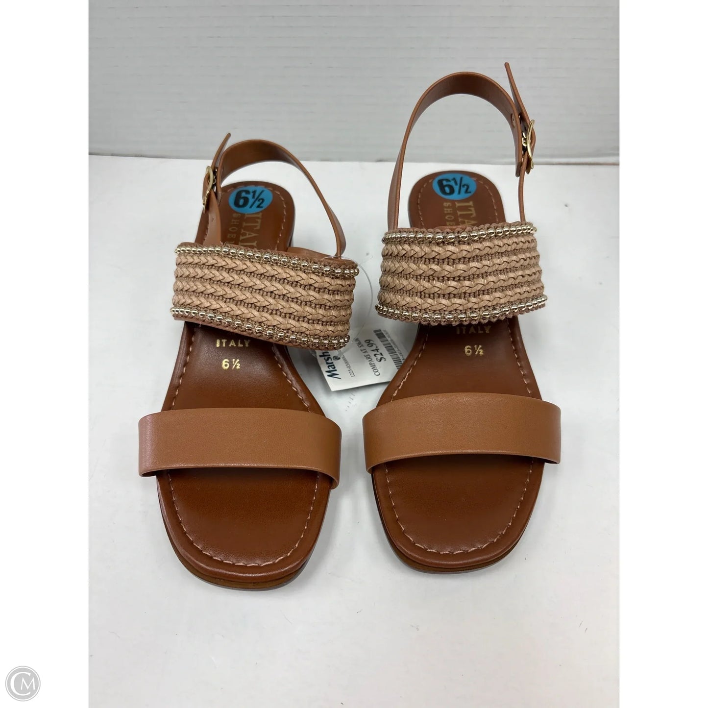 Sandals Heels Block By Italian Shoemakers In Brown, Size: 6.5