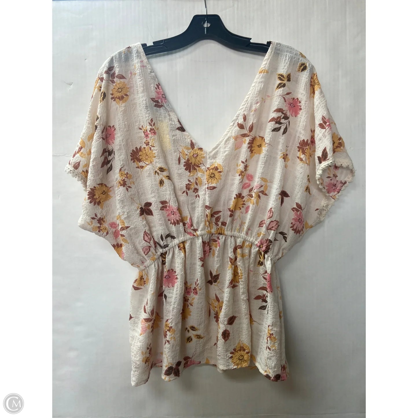 Top Short Sleeve By Daytrip In Tan, Size: L