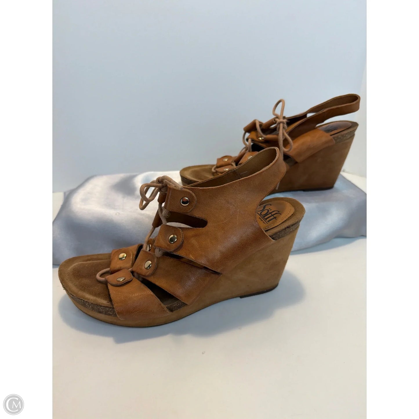 Sandals Heels Wedge By Sofft In Brown, Size: 8.5