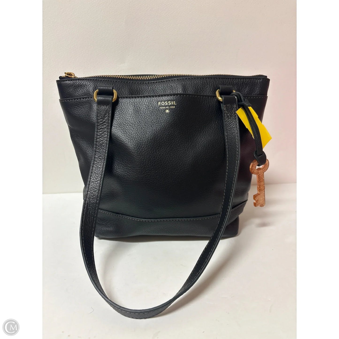 Handbag Leather By Fossil, Size: Medium