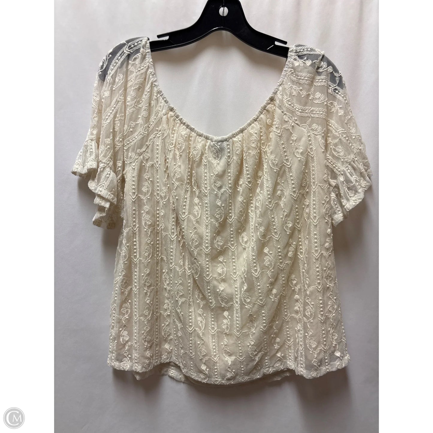 Top Short Sleeve By Daytrip In Cream, Size: M