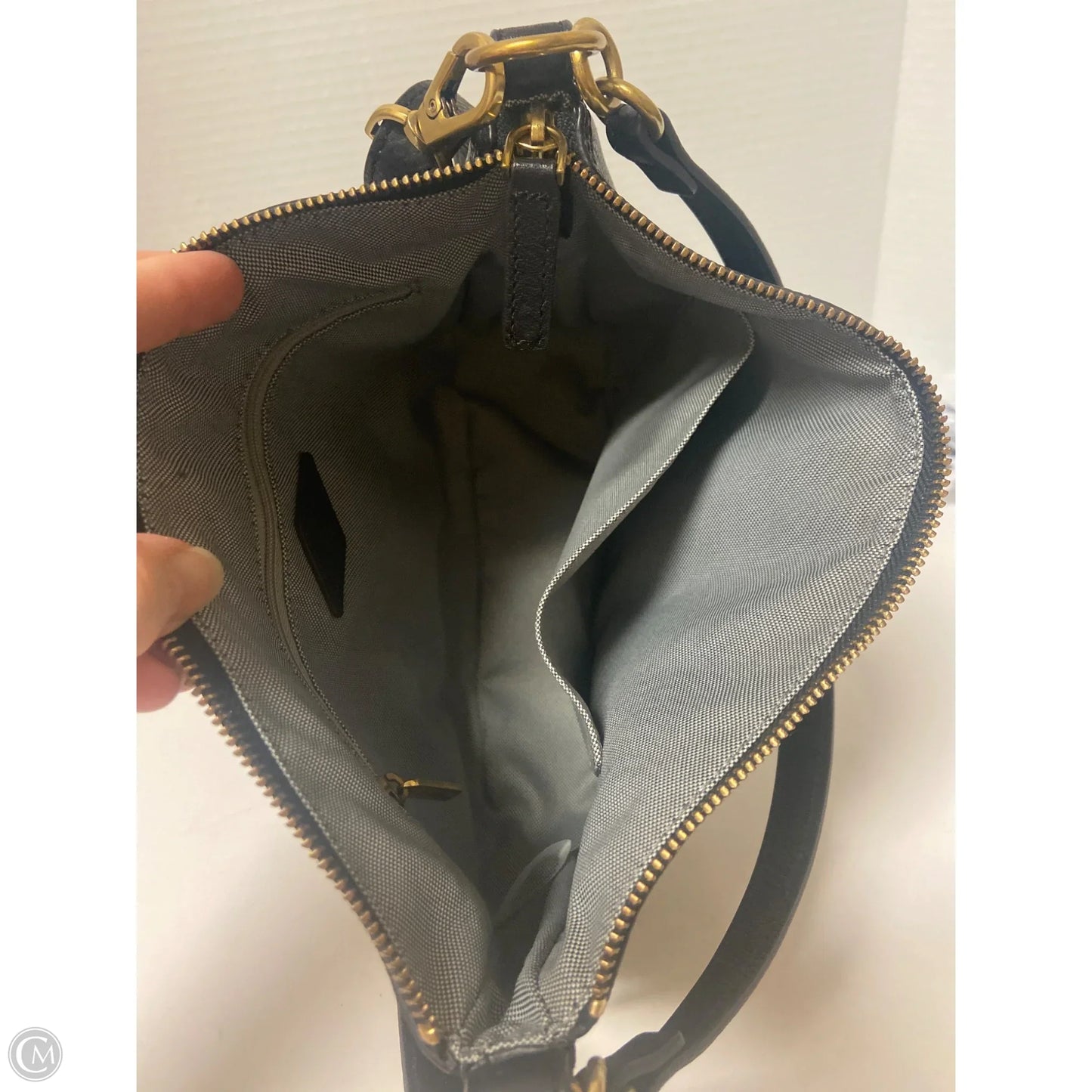 Handbag Leather By Fossil, Size: Medium