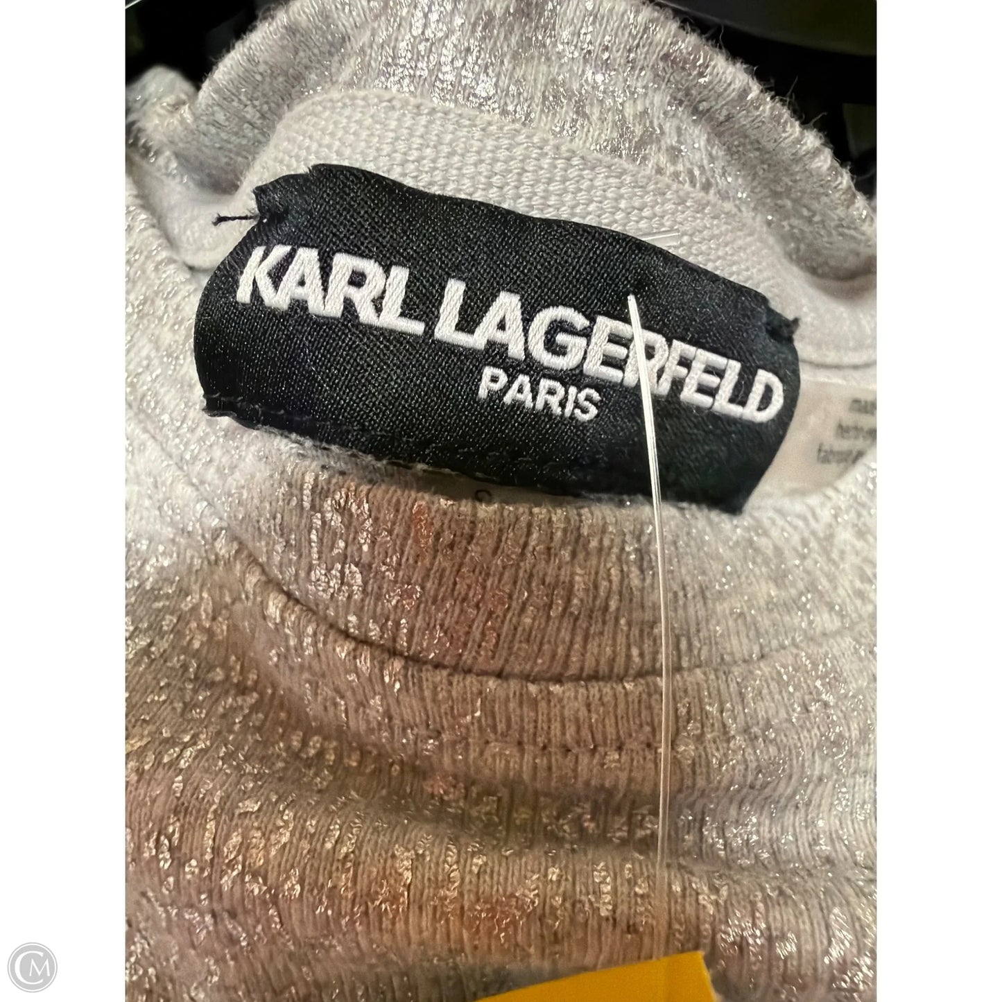 Top Sleeveless Designer By Karl Lagerfeld In Silver, Size: S