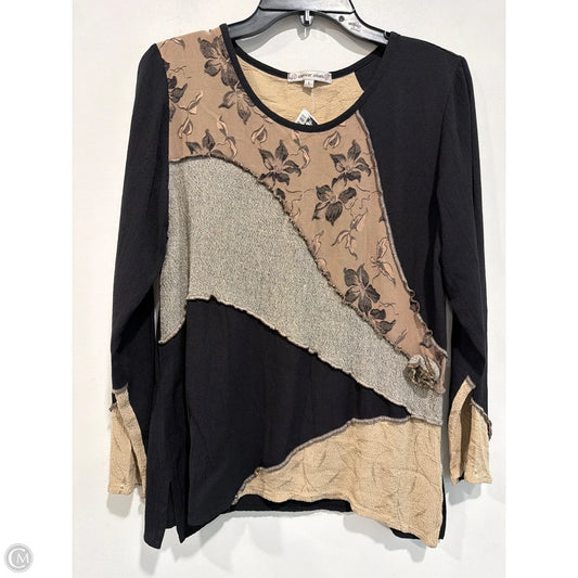 Top Long Sleeve By Clothes Mentor In Black & Tan, Size: S