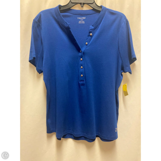 Top Short Sleeve By Calvin Klein In Blue, Size: L