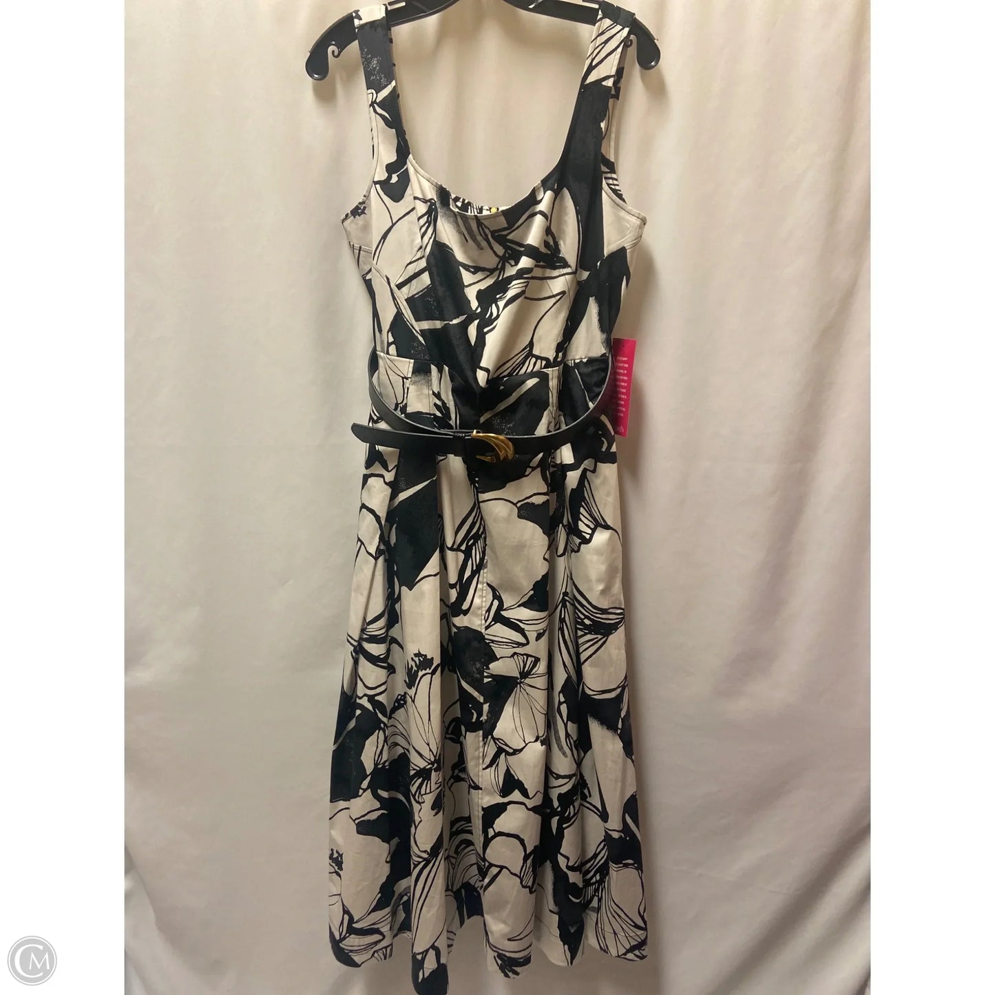 Dress Casual Maxi By Donna Karan In Black & White, Size: L