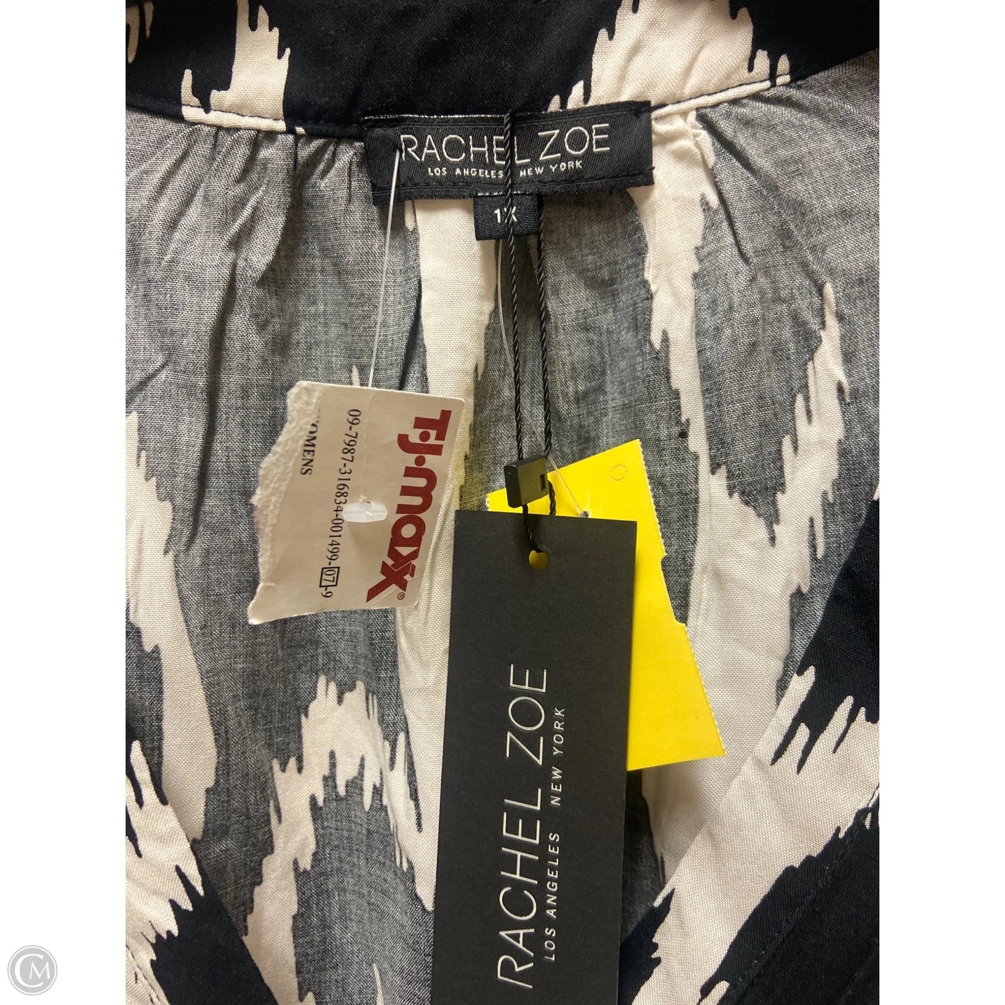 Top Short Sleeve By Rachel Zoe In Black & White, Size: 1x