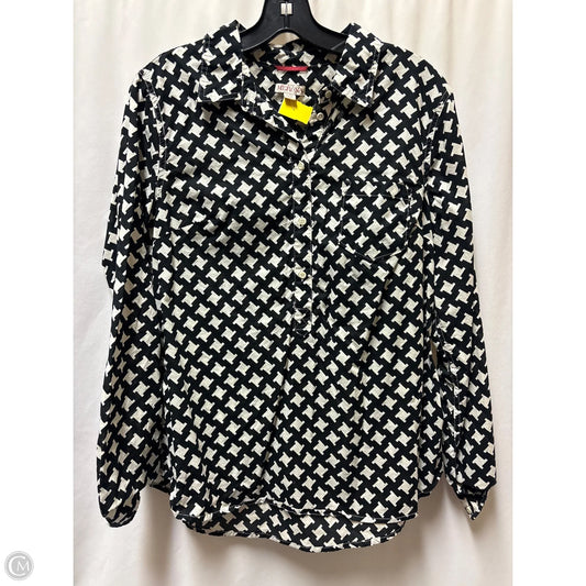 Top Long Sleeve By Merona In Black & White, Size: L