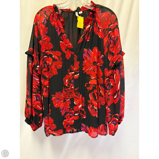 Top Long Sleeve By Cato In Red, Size: L