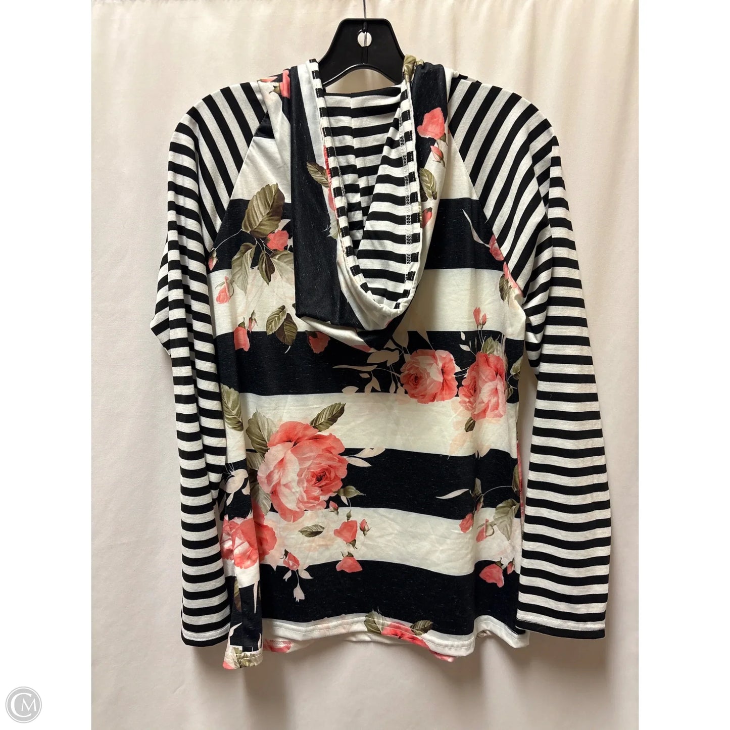 Top Long Sleeve By Clothes Mentor In Black & White, Size: L