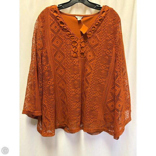 Top Long Sleeve By Cato In Brown, Size: Xl