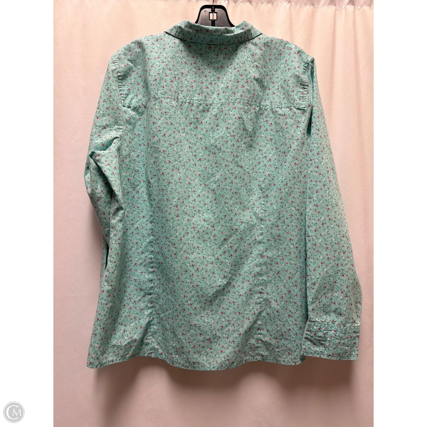 Top Long Sleeve By Basic Editions In Teal, Size: Xl