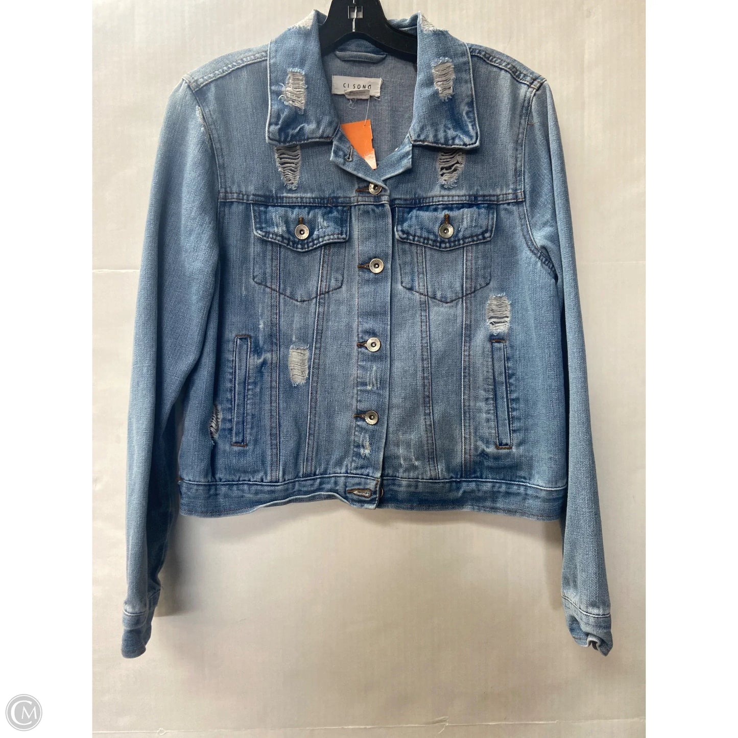 Jacket Denim By Ci Sono In Blue Denim, Size: L
