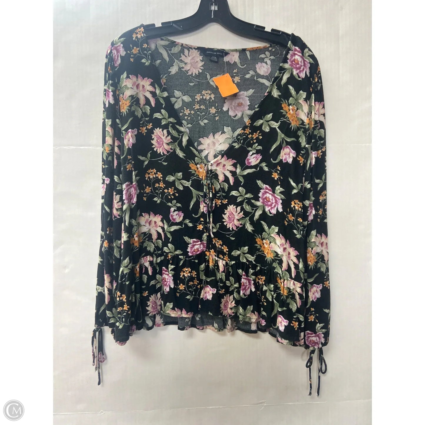 Top Long Sleeve By American Eagle In Black, Size: L