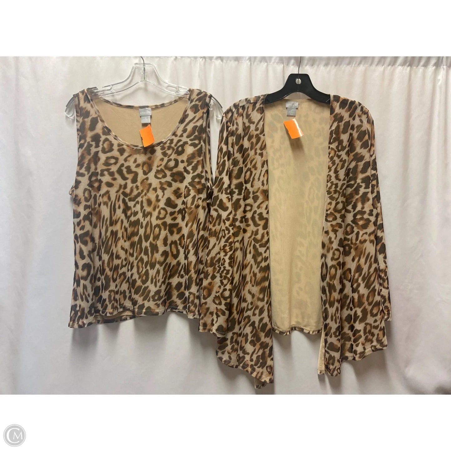 Top 2pc Short Sleeve By Chicos In Animal Print, Size: M