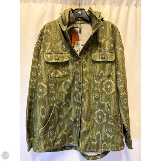 Jacket Shirt By Clothes Mentor In Green, Size: L