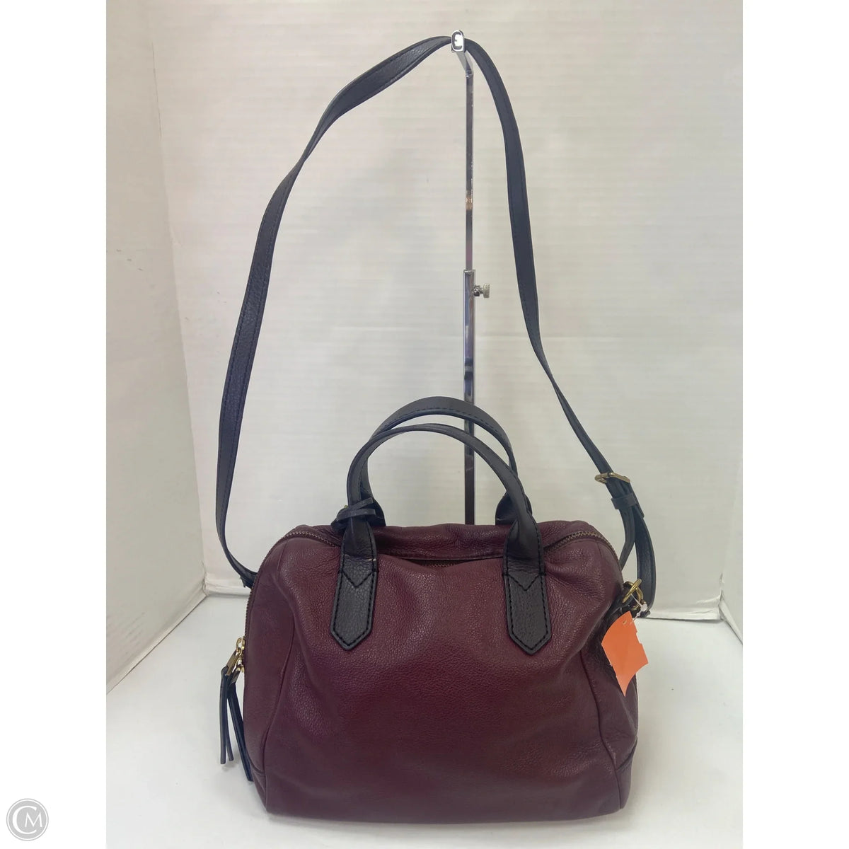 Handbag Leather By Fossil, Size: Medium