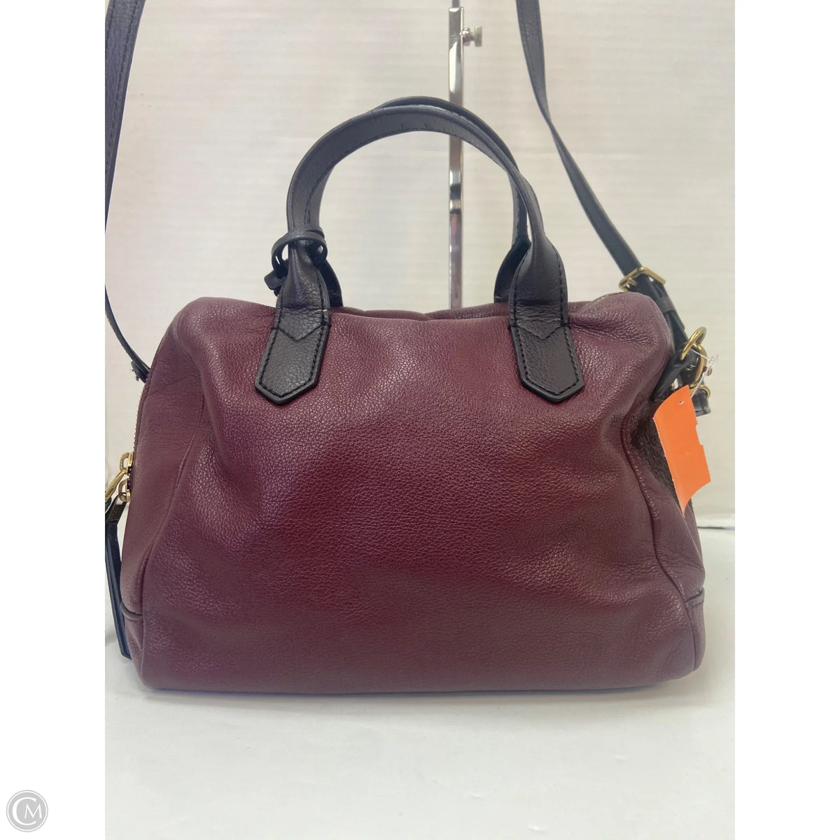 Handbag Leather By Fossil, Size: Medium