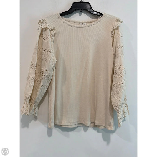 Top Long Sleeve By Cato In Cream, Size: L