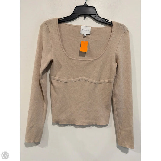 Top Long Sleeve By Pink Rose In Beige, Size: L