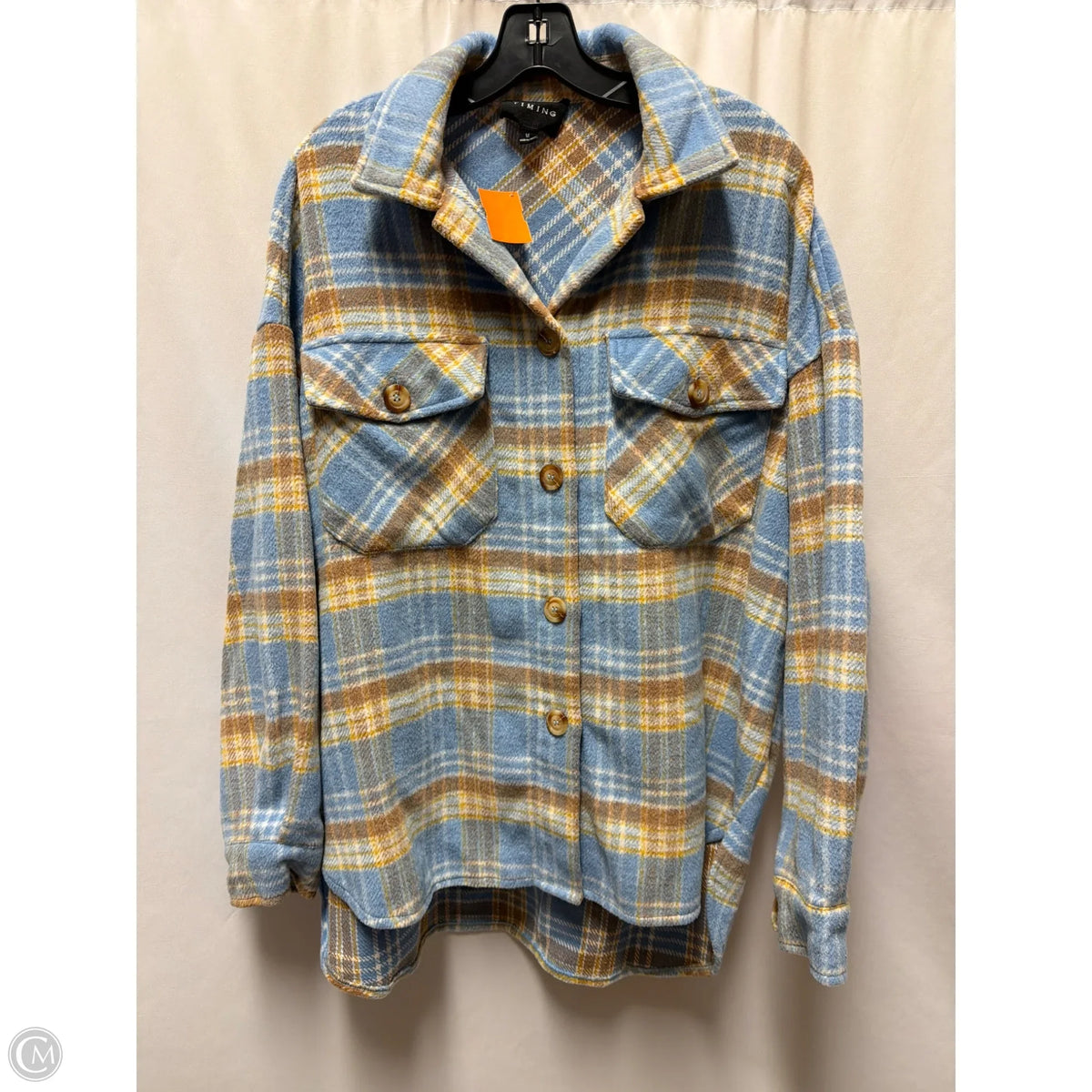 Jacket Shirt By Timing In Blue, Size: M