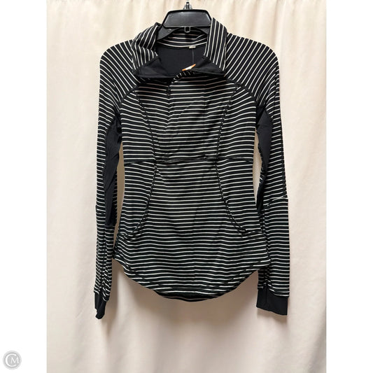 Athletic Top Long Sleeve Collar By Lululemon In Black & White, Size: M