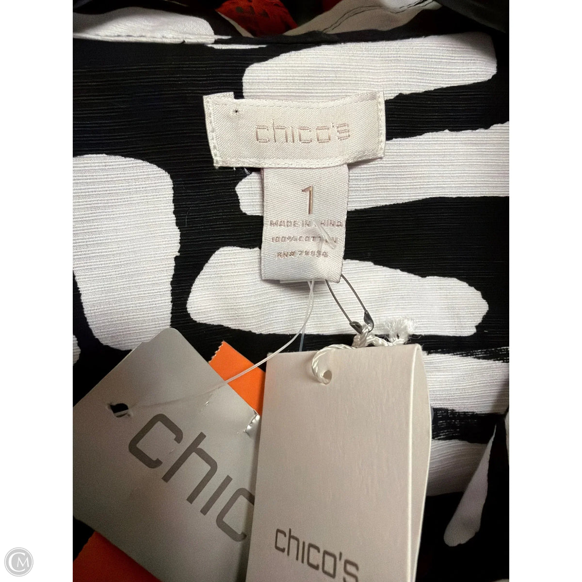 Blazer By Chicos In Black & White, Size: M