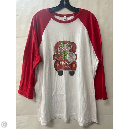 Top Long Sleeve By Bella + Canvas In Red, Size: 2x