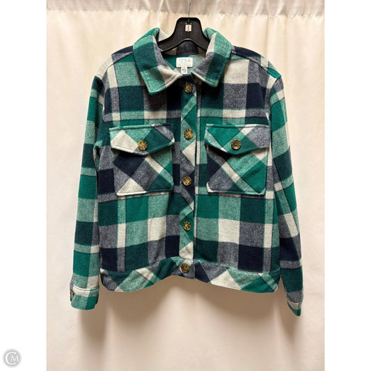 Jacket Shirt By Time And Tru In Blue & Green, Size: M