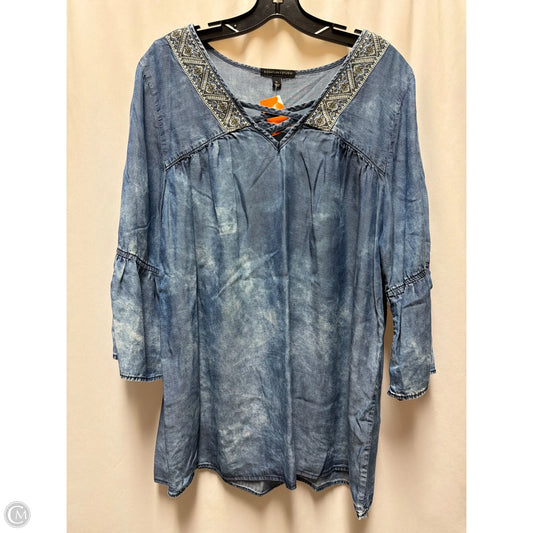 Top Long Sleeve By Signature Studio In Blue, Size: Xl