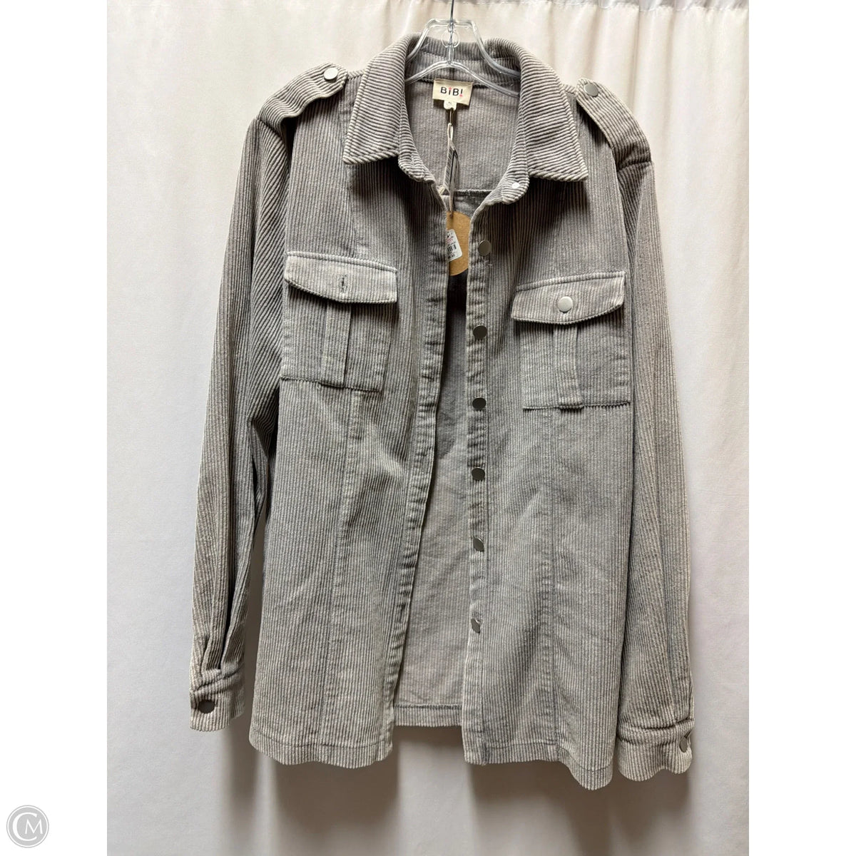 Jacket Shirt By Bibi In Grey, Size: Xl