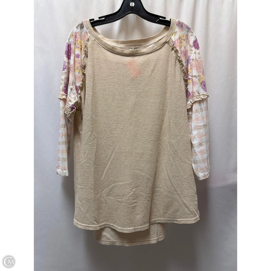 Top Long Sleeve By Cato In Cream, Size: Xl