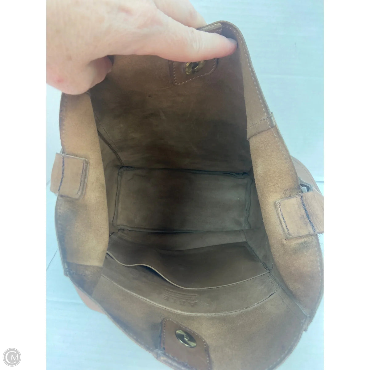 Handbag Leather By Able, Size: Large