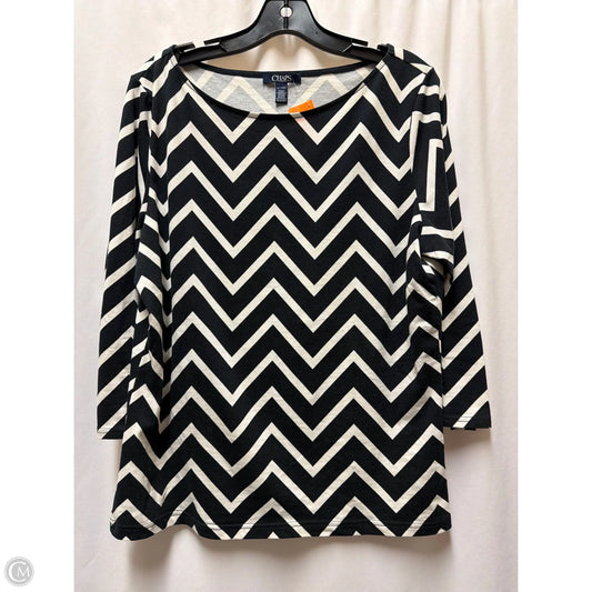 Top 3/4 Sleeve By Chaps In Black & White, Size: Xl