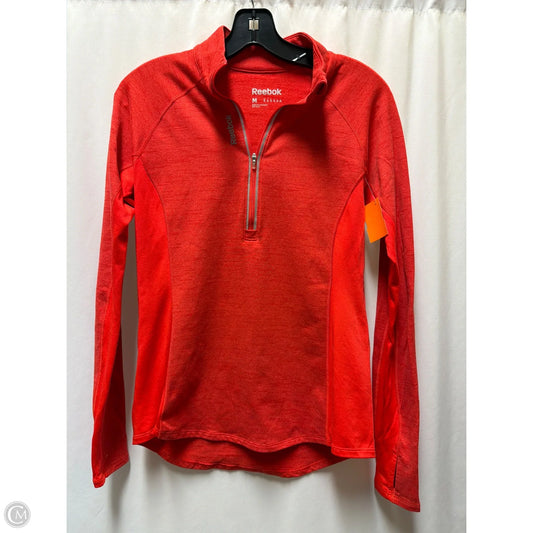 Athletic Top Long Sleeve Collar By Reebok In Red, Size: M