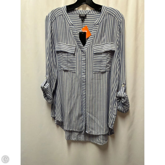 Top Long Sleeve By Ana In Blue & White, Size: M