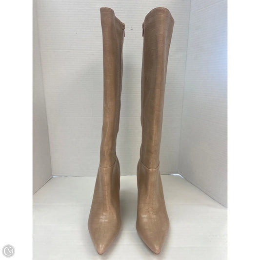 Boots Knee Heels By Clothes Mentor In Beige, Size: 7