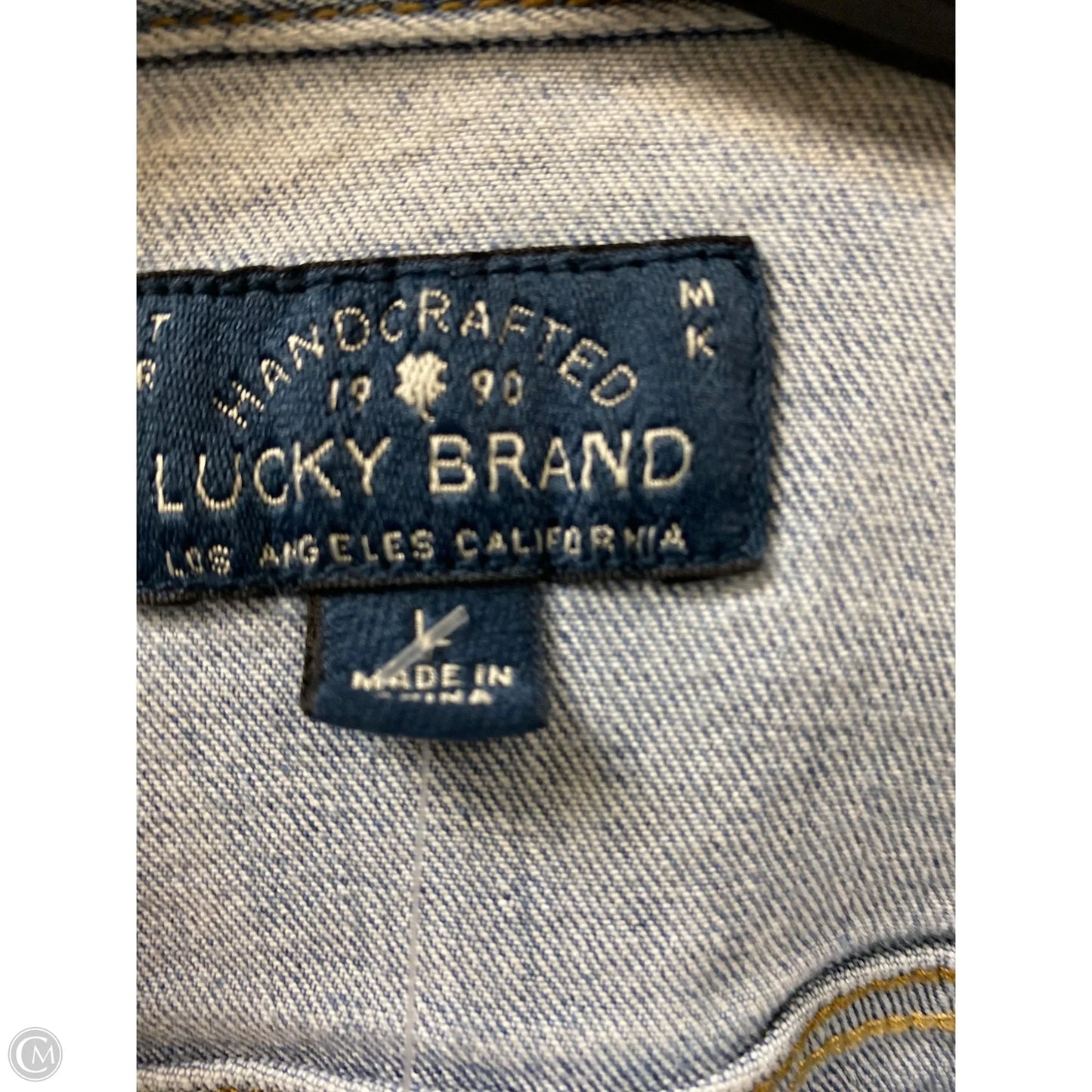 Jacket Denim By Lucky Brand In Blue Denim, Size: L