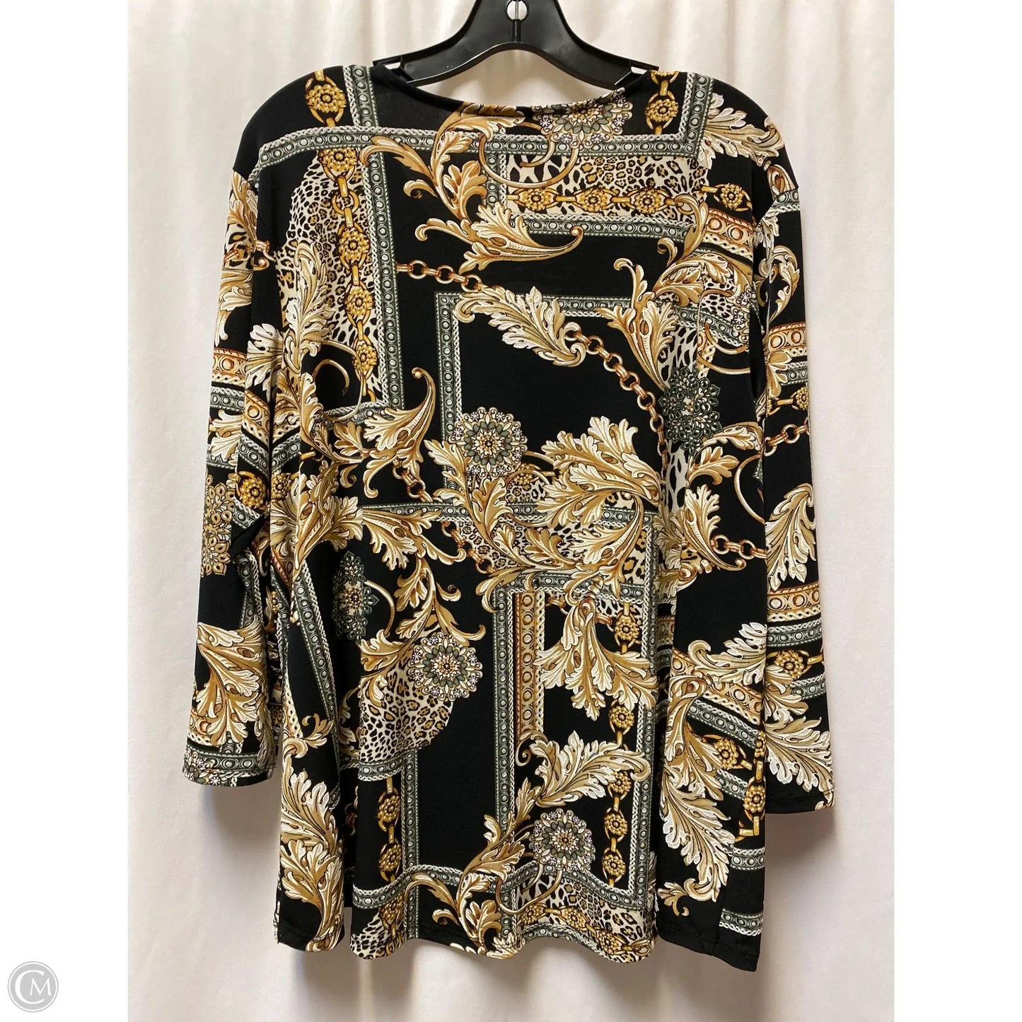 Top Long Sleeve By Clothes Mentor In Black & Gold, Size: Xl