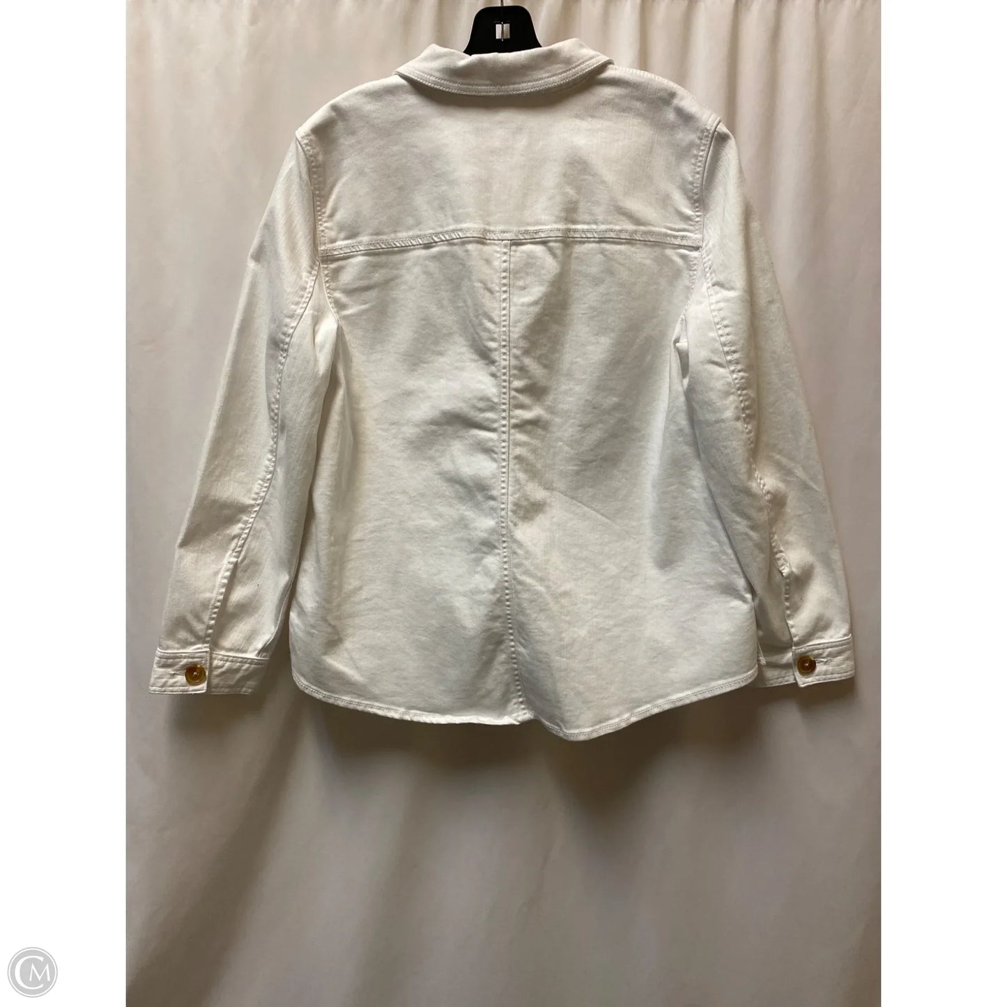 Jacket Denim By Talbots In White, Size: L