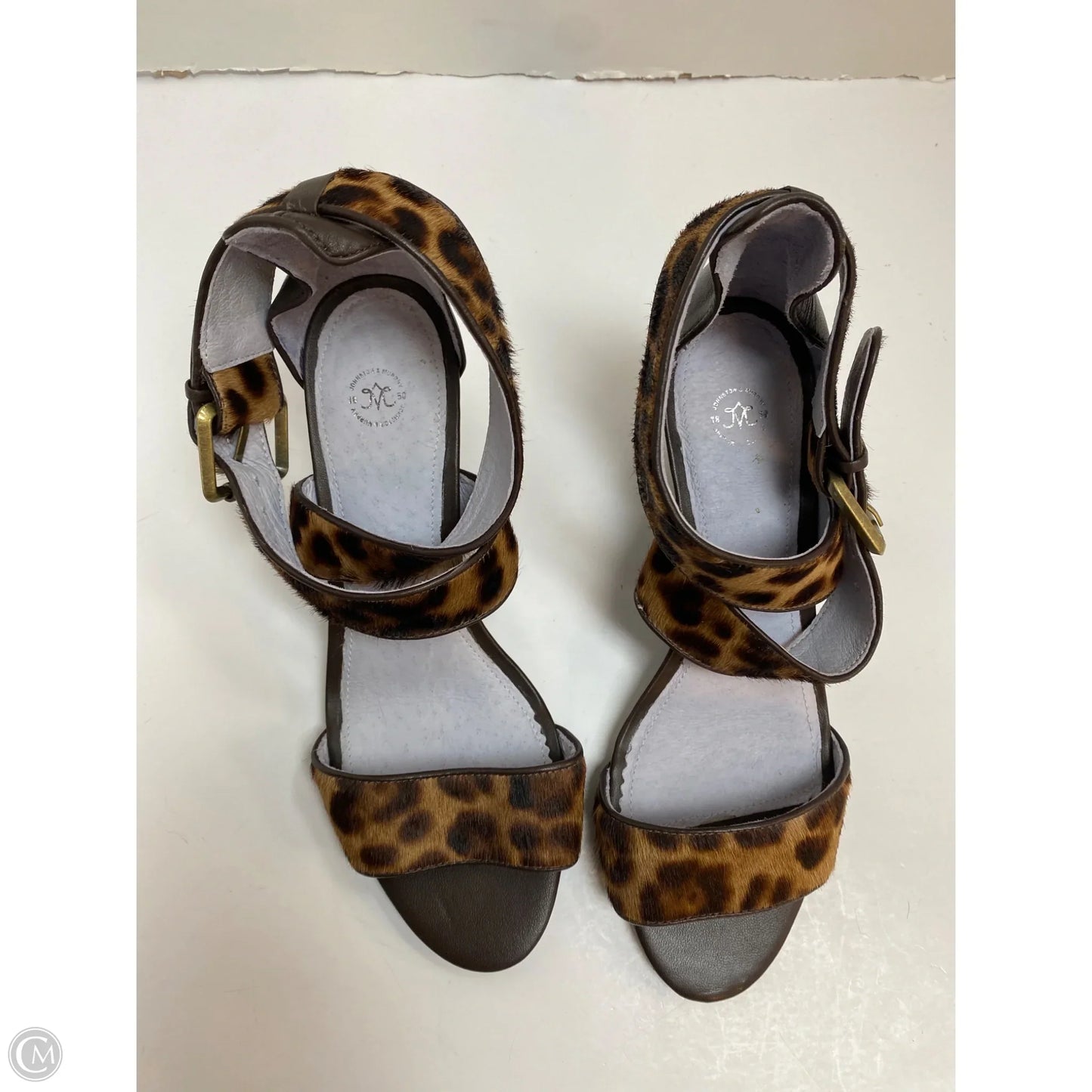 Sandals Heels Wedge By Johnston & Murphy In Animal Print, Size: 9.5