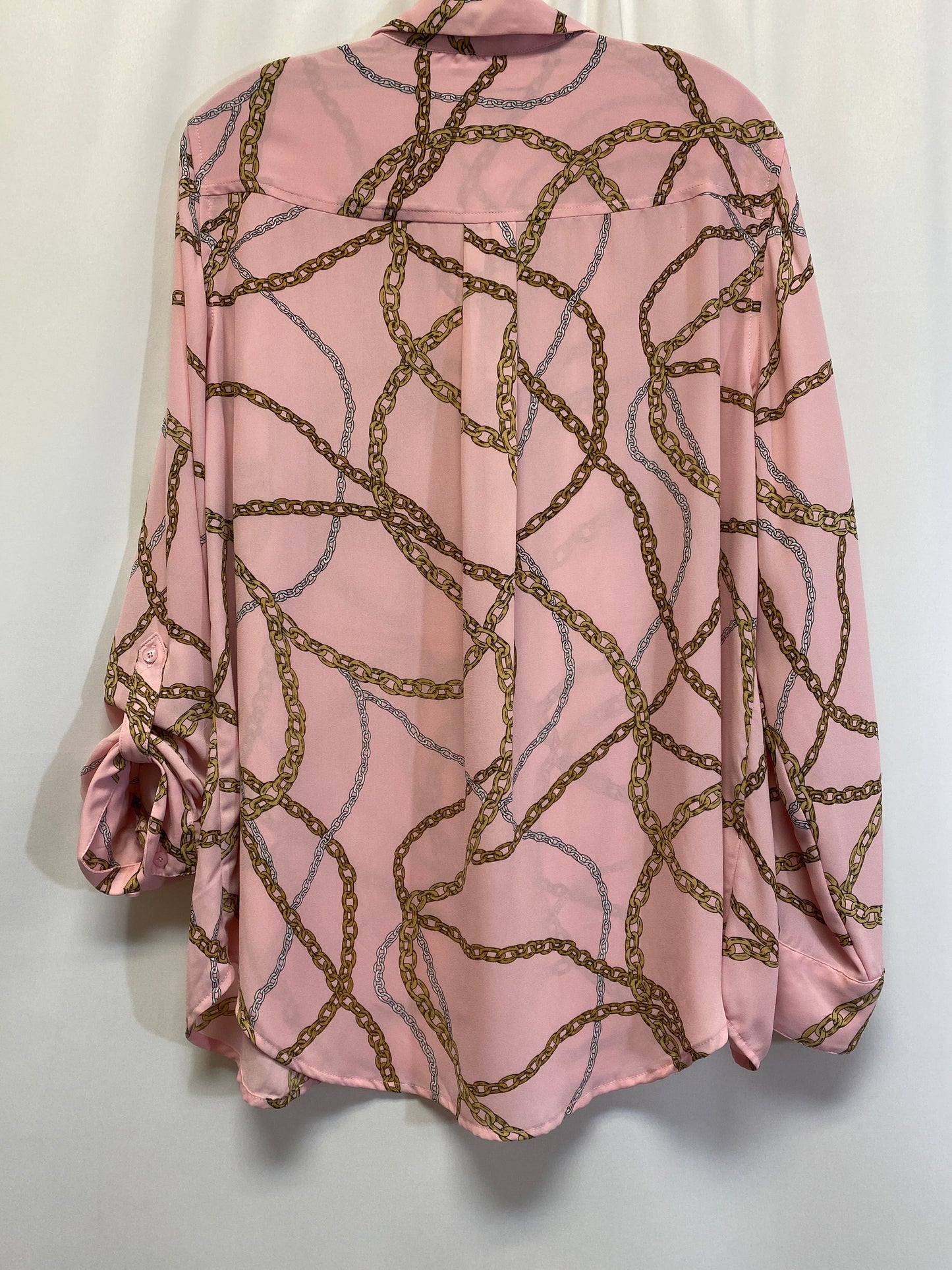 Pink Top Long Sleeve Investments, Size 1x
