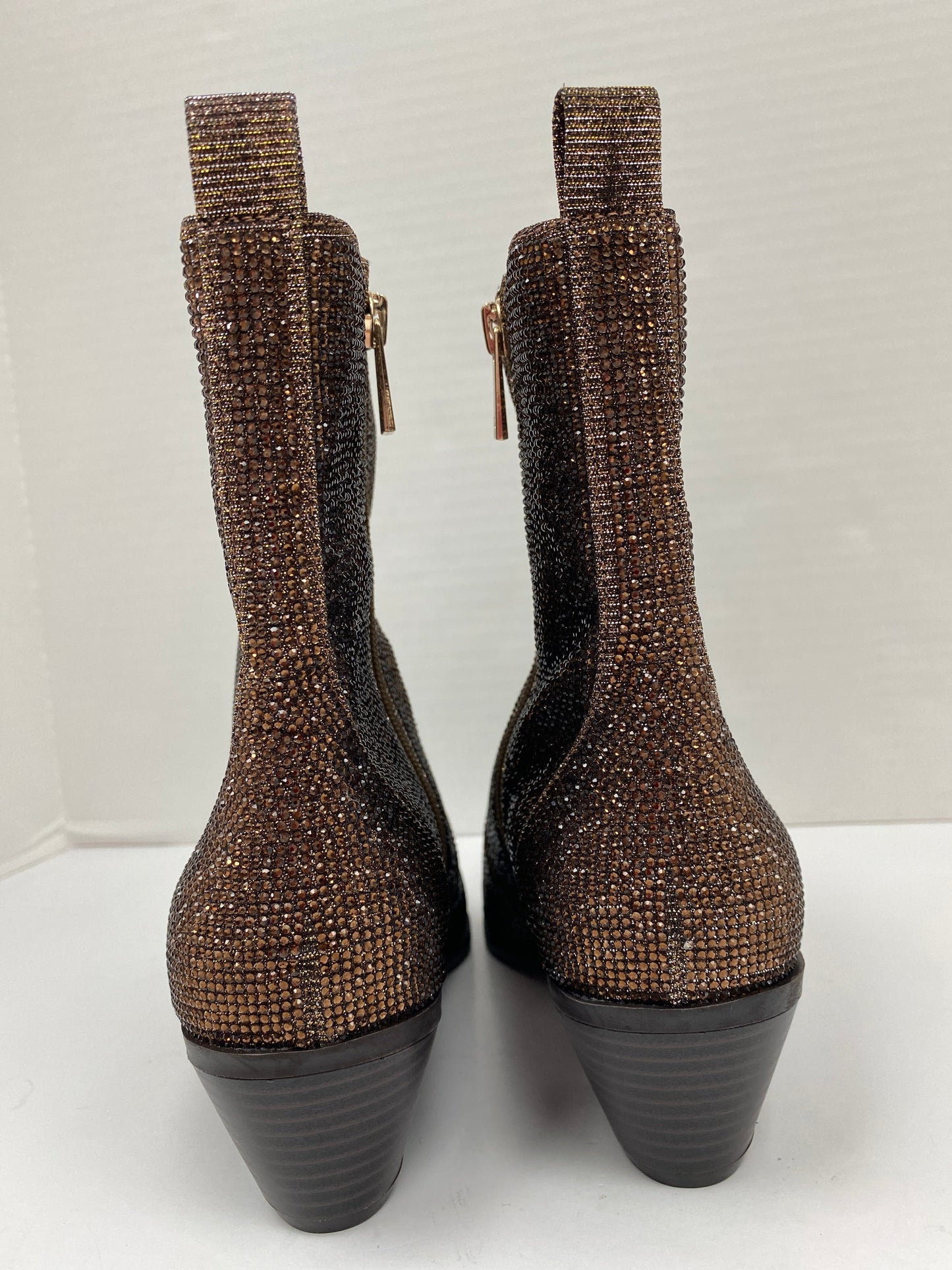 Bronze Boots Ankle Heels Jessica Simpson, Size 8